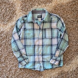 OshKosh B'gosh Blue & Aqua Plaid Button Down Shirt